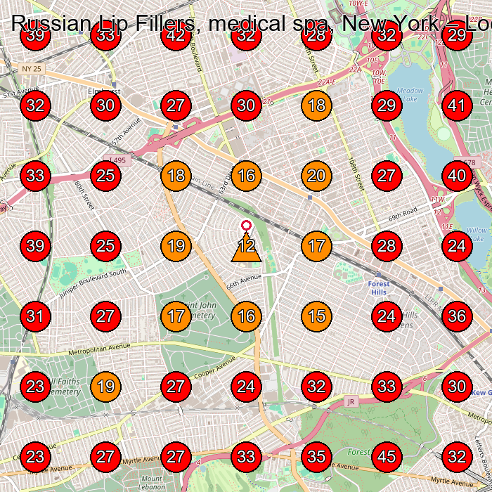 Russian Lip Fillers, medical spa, New York GeoGrid visibility map for Medical Spa in Queens